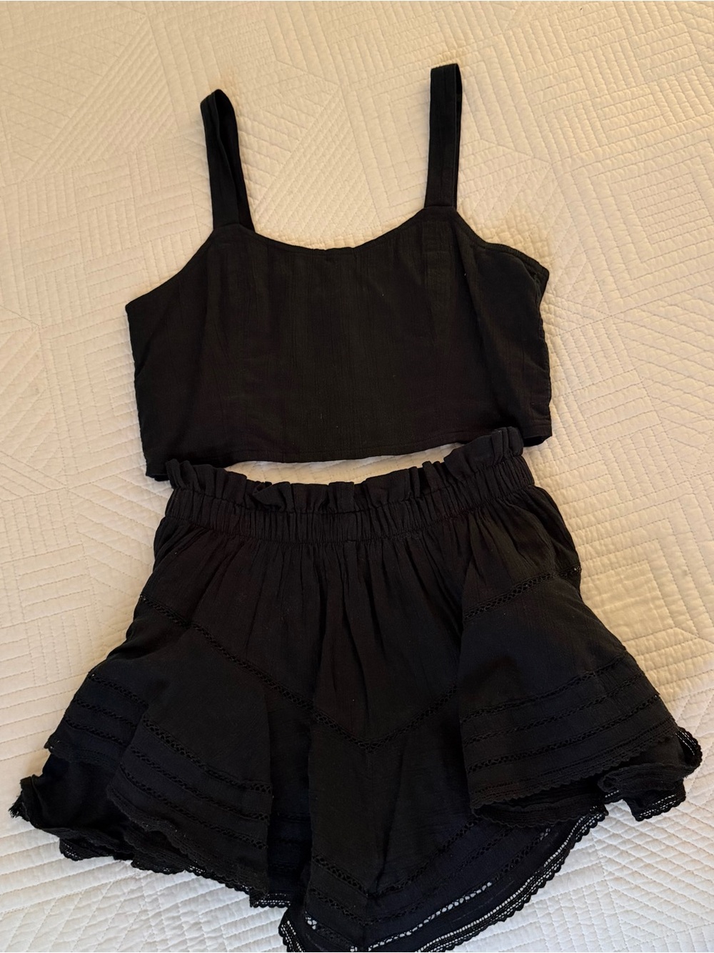 Cropped Tank & Ruffled Shorts Set